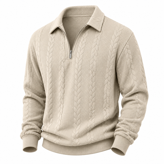 Alan - Jacquard Quarter-Zip Polo | By Julian & Claire Toronto