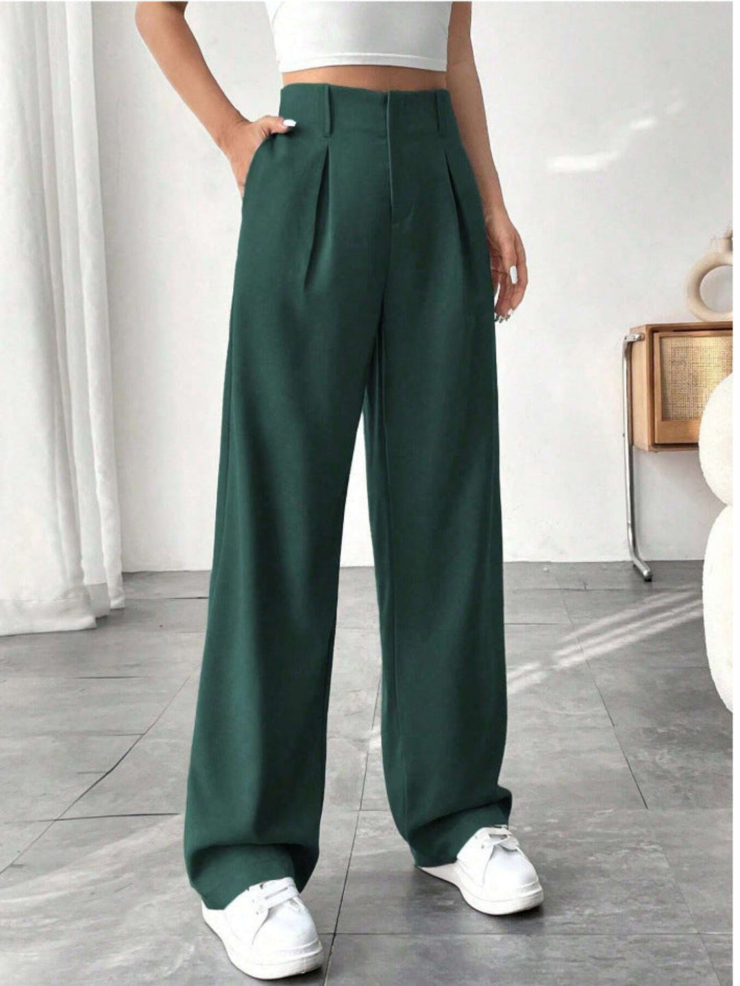 BELISIMA – Elegant Pleated Wide-Leg Office Trouser