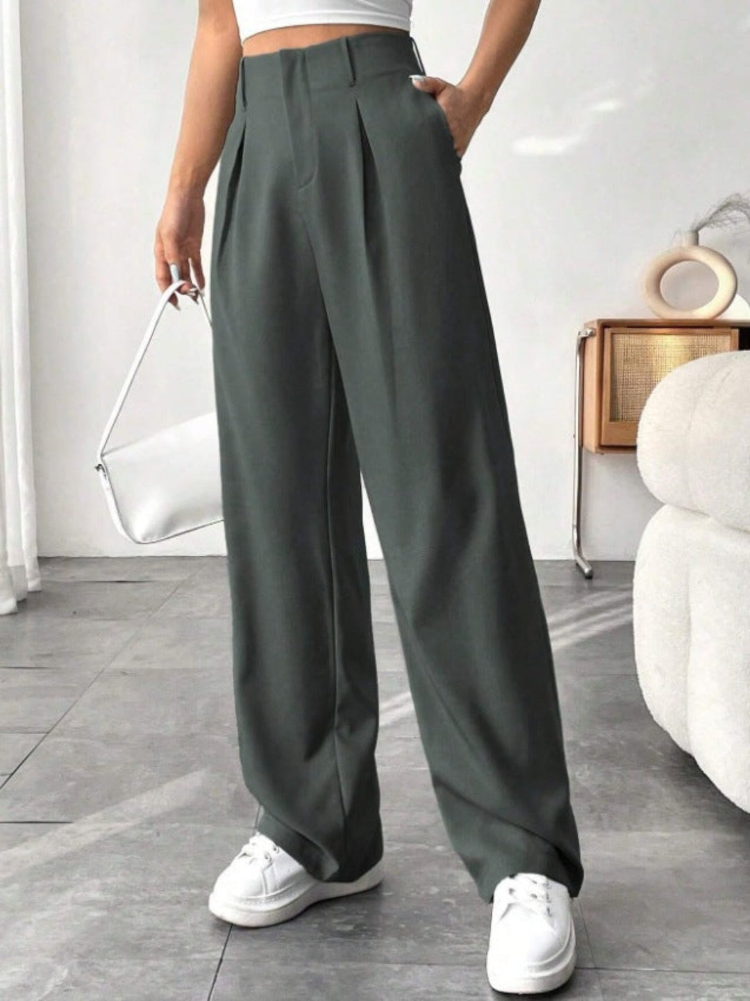 BELISIMA – Elegant Pleated Wide-Leg Office Trouser