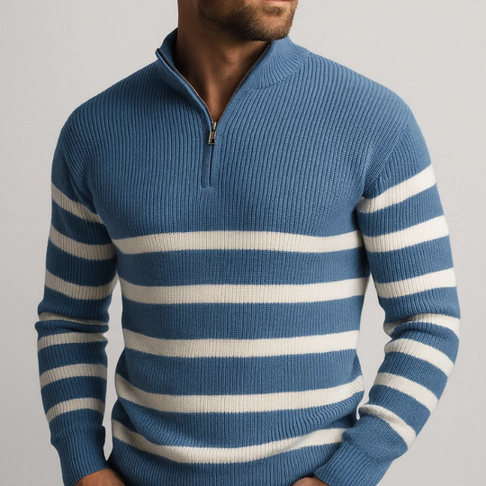 Harry - Striped Zip Sweater | By Julian & Claire Toronto