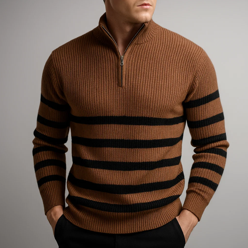 Harry - Striped Zip Sweater | By Julian & Claire Toronto