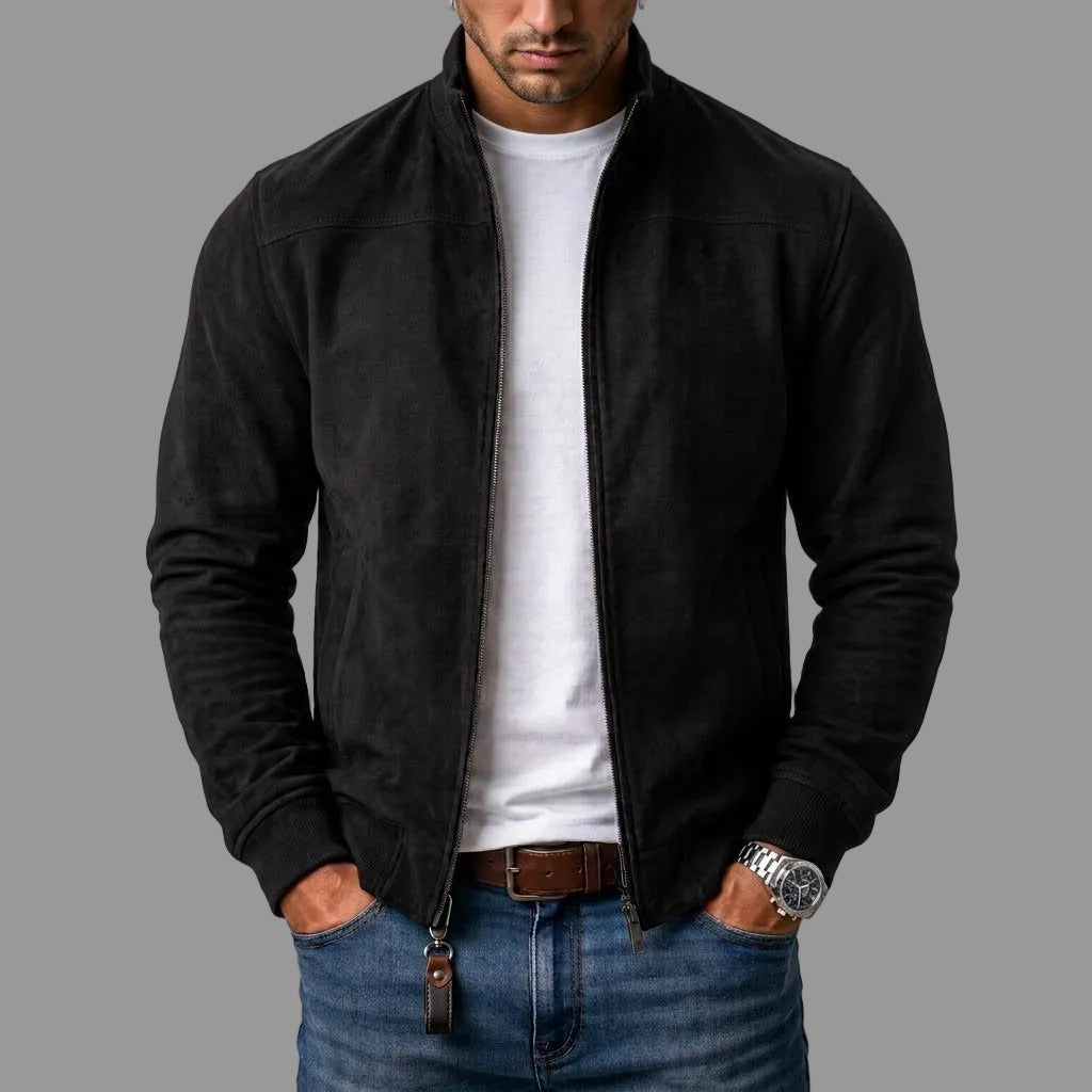 Corrado | High-Collar Suede-Look Bomber