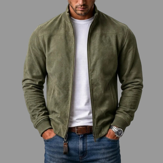 Corrado | High-Collar Suede-Look Bomber