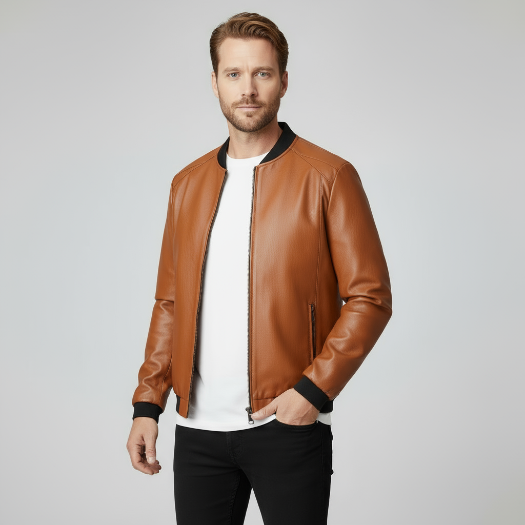 UrbanAviator Men's Leather Bomber Jacket