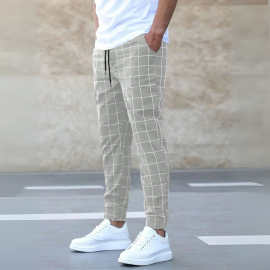 Teagan - Casual Grid Pattern Joggers | By Julian & Claire Toronto